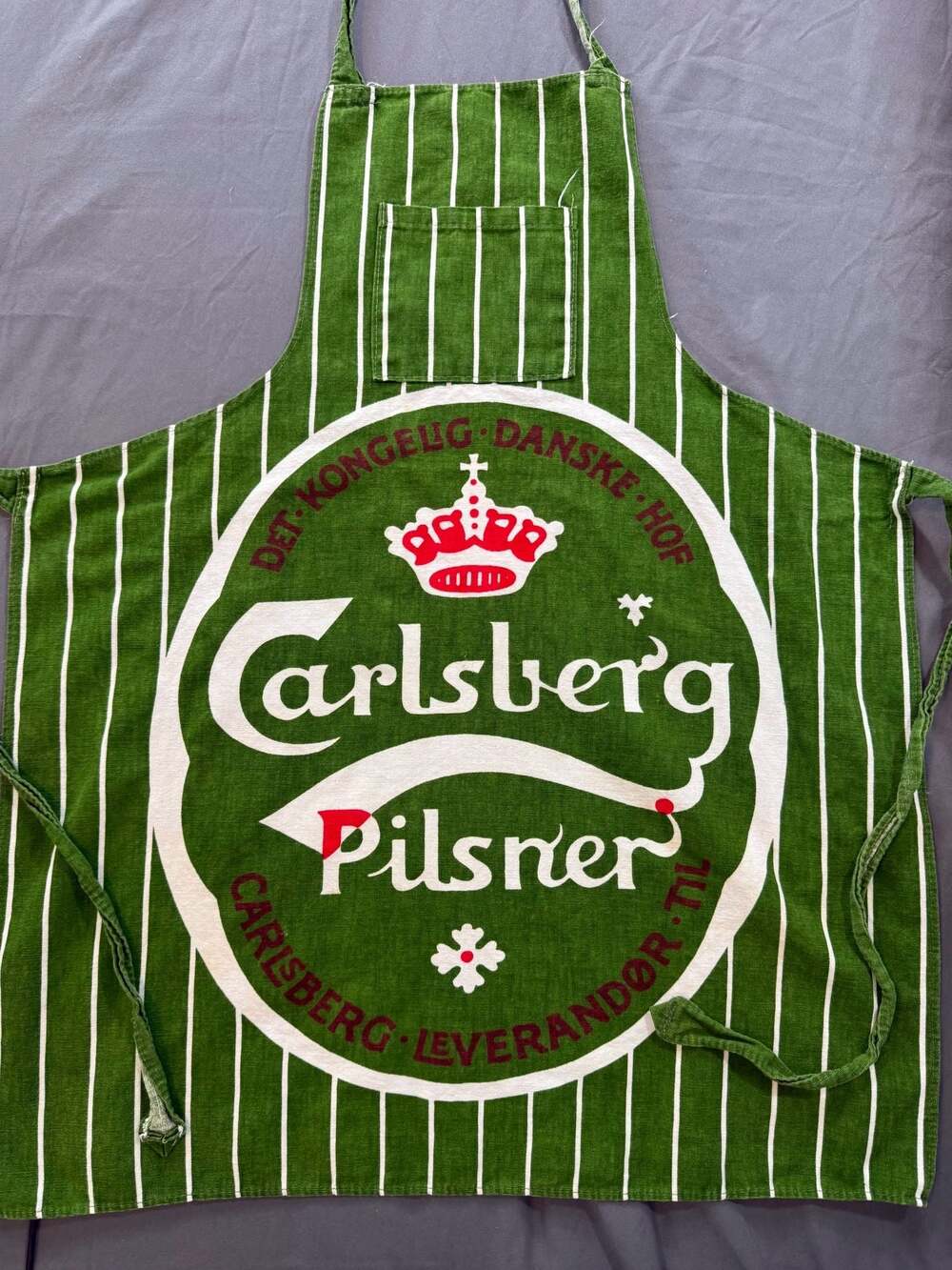 Carlsberg Pilsner Beer Apron Green White Striped Danish Brewery BBQ